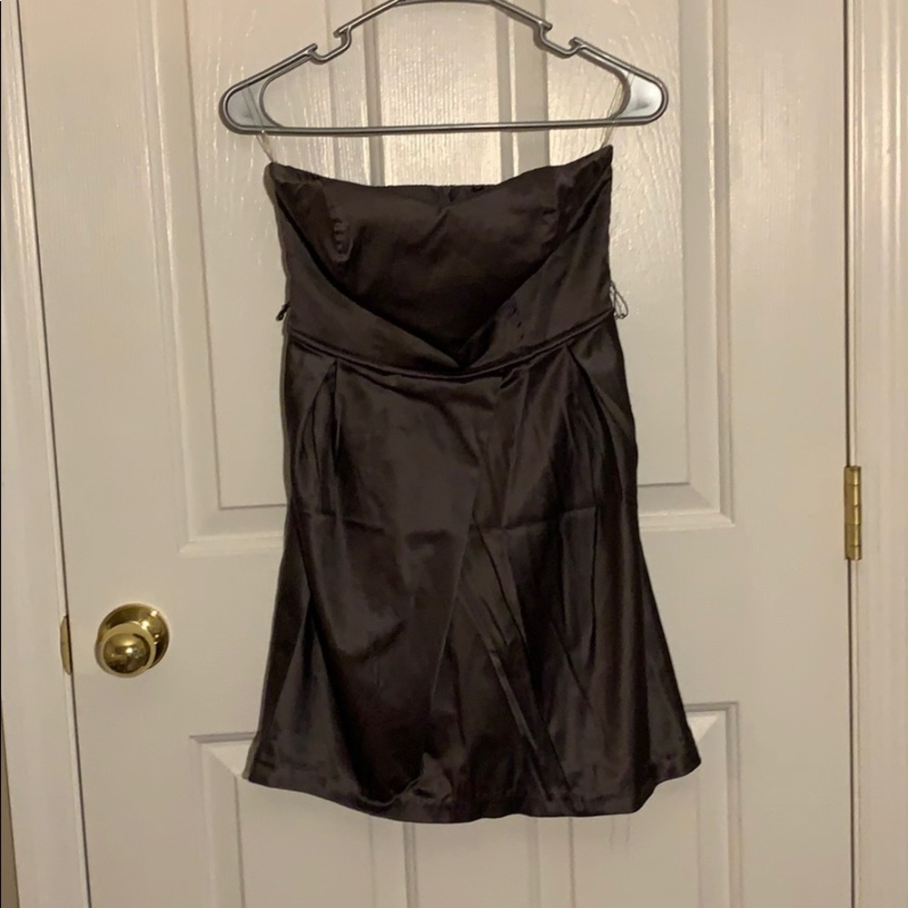 Grey strapless cocktail dress